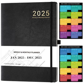 Calendar 2025 - Weekly Planner 2025, Diary 2025 January 2025 to December 2025 for Perfect Time Management, 24 Pages Notes, 216 x 283 mm, Black