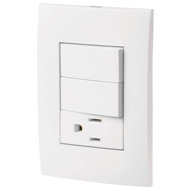 Placa armada contacto y 2 interruptores, línea Oslo, blanco Volteck