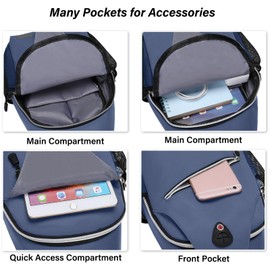 MOSISO Sling Mochila, Multiusos Crossbody Bolso Bandolera Mochila de Senderismo de Viaje, Azul Neblina