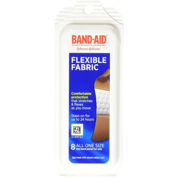BAND-AID Flexible Fabric Bandages One Size Travel Pack, 8 Count, Pack of 24