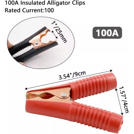 Unbranded 2PCS Car Alligator Clips Crocodile Clip Battery Test Clamps 100A Red Black