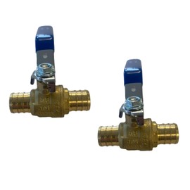 1/2 inch PEX Ball Shut Off Valves | Lead-Free Brass | 1/4 Turn with Long Lever | PEXxPEX | Hot & Cold Water Systems | Fits All PEX Tubing | cUPC Certified | 2 Pack, 2 Blue (1/2 inch)