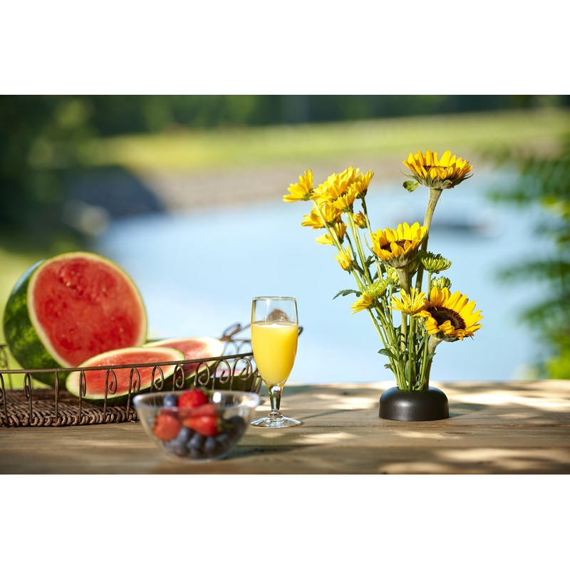 NoBrella Flower Vase Patio Table Umbrella Hole Insert, Black