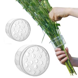 Jushion Hanataba Flower Holder, Transparent Spiral Ikebana Stem Holder, Spiral Handle Holder for Flowers, Set of 2 Spiral Flower Stem Holders, DIY Bouquet Stem Holder for Flowers (Trasparent S + L)