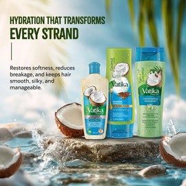Vatika Naturals Coconut Shampoo, Oil & Conditioner Combo | Deeply Nourishing Trio with Coconut, Henna & Castor Oil | Repairs Damage, Hydrates & Restores Shine for Smooth, Frizz-Free Hair