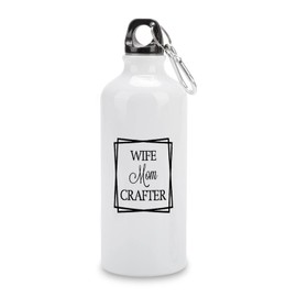 VEHFA Travel Sports Water Bottles Wife Mom Crafter Funny Quotes Aluminum Water Bottle with Carabiner Clip & Sport Top, 14 Oz
