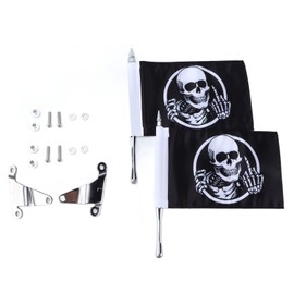 Trunk Lid Flagpole Mount Kit with Skull Flag L R Replacement for Gold Wing Tour DCT 2018‑2020
