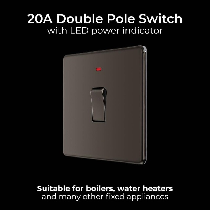 BG Electrical Single Wall Switch with LED Power Indicator, Double