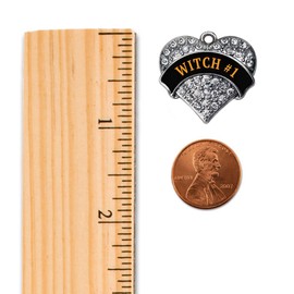 Inspired Silver - Witch #1 - Silver Necklace for Women - Pave Heart Pendant Chain Necklace Jewelry Gift with Cubic Zirconia - Women's Necklace Charm with Lobster Claw Clasp