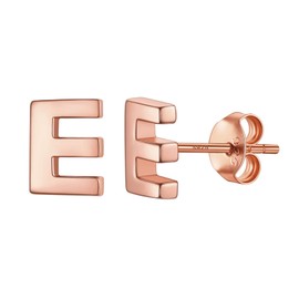 E Initial Earrings For Women Rose Gold Plated Stud Earrings Sterling Silver