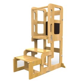 G TALECO GEAR 3 in 1 Toddler Step Stool, Toddler Tower with Chalkboard, Foldable Kids Step Stool, Toddler Standing Stool for Kitchen and Bathroom