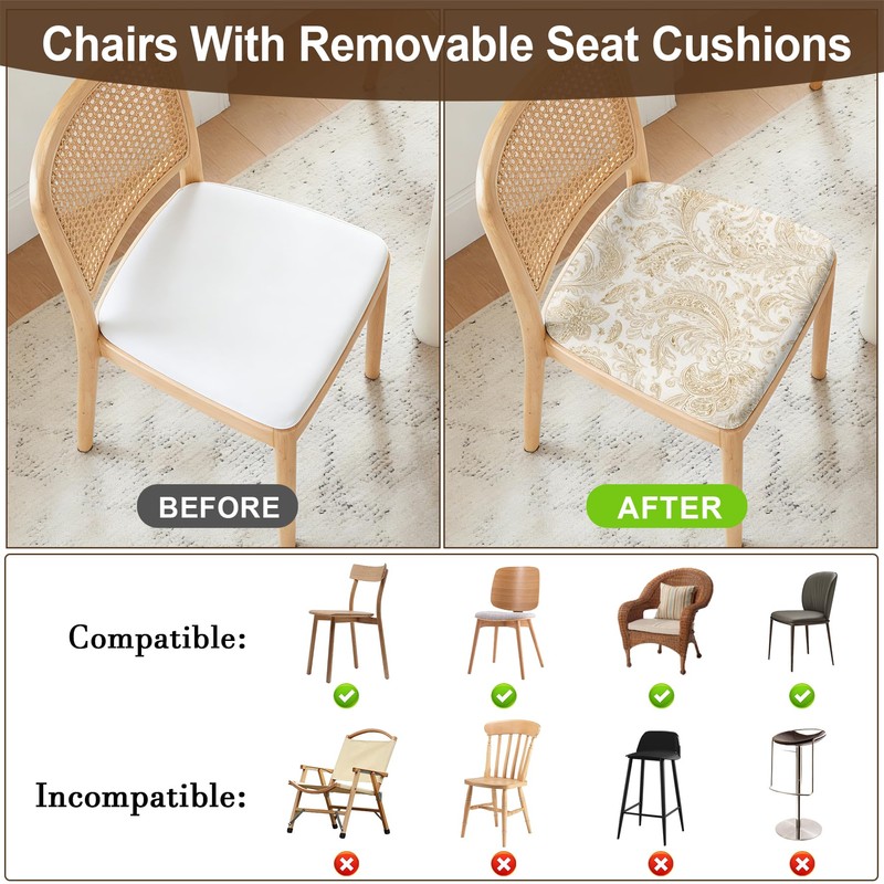 BVBOX Seat Covers Set of 4 for Dining Room Chairs