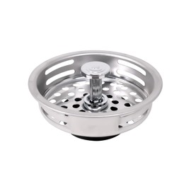 PLB22007 EvertechPRO Kitchen Sink Drain Basket Stainless Steel Flat Bottom 3-1/2", Durable Strainer with Rubber Sink Stopper Kitchen Sink Drain Strainer and Stopper