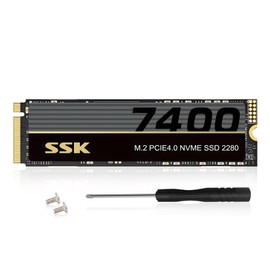 SSK M.2 NVMe SSD 1TB, PCIe Gen 4.0 x4 M.2 2280 SSD Up to 7400MB/s, NVMe 2.0 SSD Card Internal Gaming SSD Solid State Drives Support DRAM-Less Low Power Consumption, Trim, Graphene Heatsink Included
