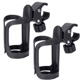 2 Pieces Stroller Cup Holder, Wheelchair Stroller Cup Holder, Adjustable Stroller Water Cup Holder, Universal Drink Holder, Suitable For Bicycle, Stroller, Treadmill Water Cup Holder (Black)