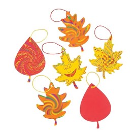 Craft County Thanksgiving Themed DIY Craft Kits – Art Projects for The Holidays – Magic Color Scratch Fall Leaves (24 Piece Kit)