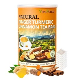 Natural Ginger 50 Premium Turmeric Ginger Cinnamon Tea Bags Vitalforest Natural Ginger Tea Bags