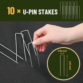 Fanfanwin 15 x 25 Feet Pond Liner Underlayment Non Woven Geotextile Underlayment Fabric with 10 U-pins for Outdoor Pond Streams Fountains Garden Waterfalls Fishpond Retaining Walls Weed Barrier