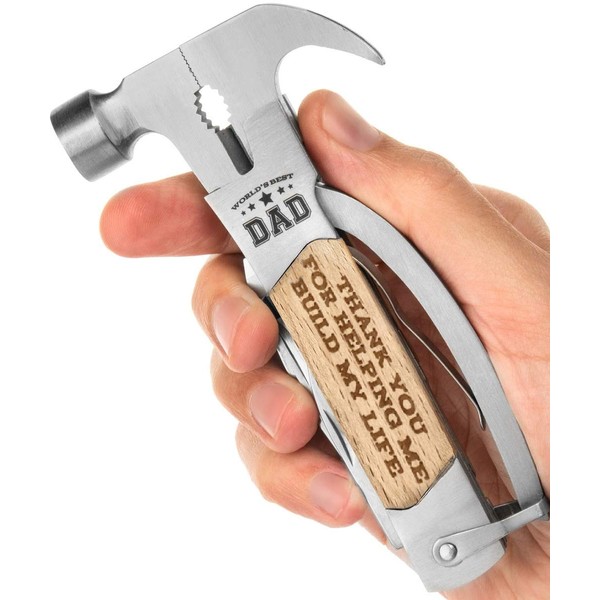 Multi Tool Hammer - Birthday Gifts from Daughter - Men Stocking Stuffers Ideas for World's Best Dad - 6" Multifunctional with Screwdriver, Plier, Wire Cutter/Stripper - Christmas Gift for Dad