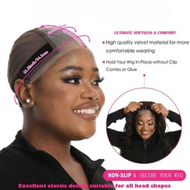 Lace Grip Wig Cap for Women, Transparent Lace Wig Caps, Non Slip Wig Gripper for Keeping Wigs in Place, Adjustable Wig Cap with Grip Headband - Color: beige, Specification: one-size