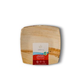 ARECA "Plato Biodegradable" (Chico 15 cm, Cuadrado): Paquete de 6 platos biodegradables, hechos de hoja de palma, ideal para la botana en fiestas infantiles, aperitivos en picnics, y carne asada