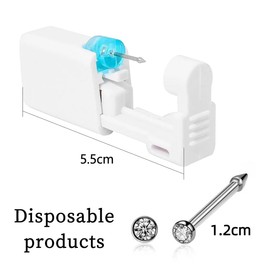 MQLSAERI Disposable Nose Piercing Set 1 Piece, Safety Portable Self Nose Piercing Set, Sterile Nose Piercing Set Tool with 2 Nose Studs