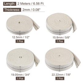 MECCANIXITY Oil Lamp Wick Kit 1/2 Inch 5/8 Inch 3/4 Inch 7/8 Inch Flat Wide 6.5 Foot Cotton Lanterns Wick with Black Stitch for Kerosene Burner Lighting, 4in1 Set