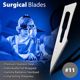 200PCs Dental Grade #11 Stainless Steel Sterile Surgical Blades by JEVOLVE | Individually Wrapped High Stainless Steel Dermablade Surgical Blade
