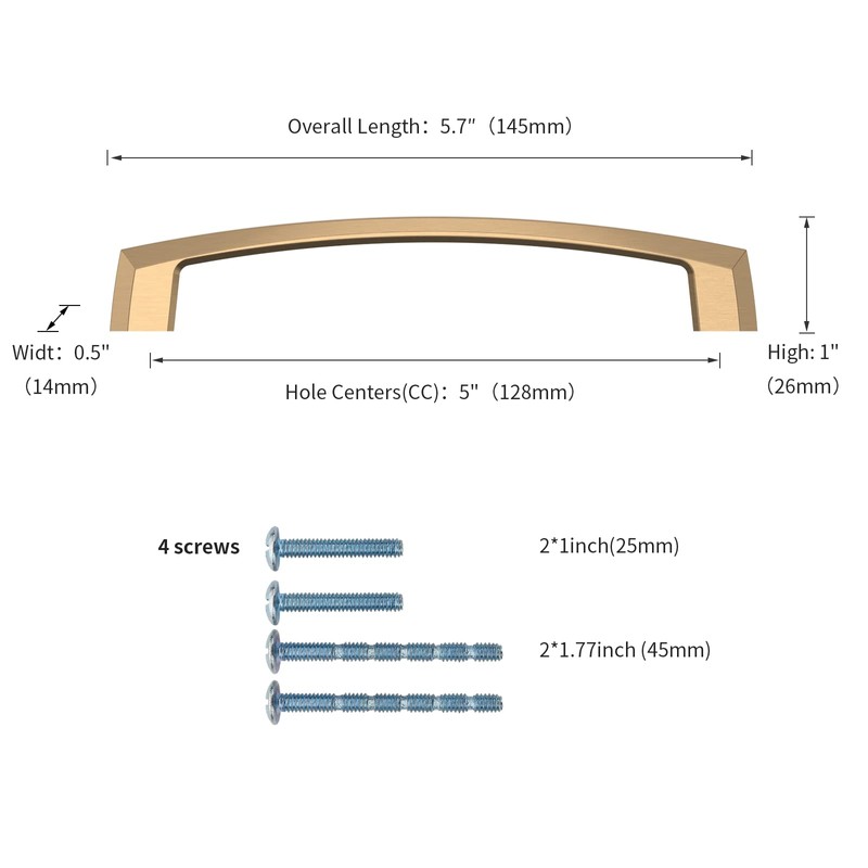 KNOKLOCK 10 Pack 5 Inch(128mm) Kitchen Cabinet Handles Champagne Bronze