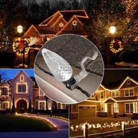 Christmas Light Clip All in One Outdoor Gutter Shingle Clips 100 Pieces Holiday Hanger Hooks Compatible with C9 C7 for Roof, Roof Ridge Line, Fence