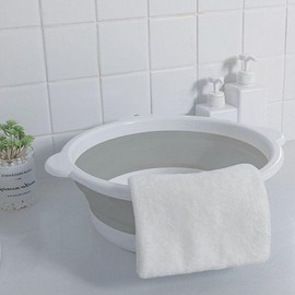 Storage foldable washbasin basket bathroom simple small/medium folding accessories Gray white