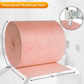 Waterproof Membrane Band Roll,Shower Waterproofing Membrane Uncoupling Band for Tile Wall Floor Bathroom Shower Sauna Steam Room, Tile Underlayment Seam Tape(5IN*50ft), 22Mils Thick