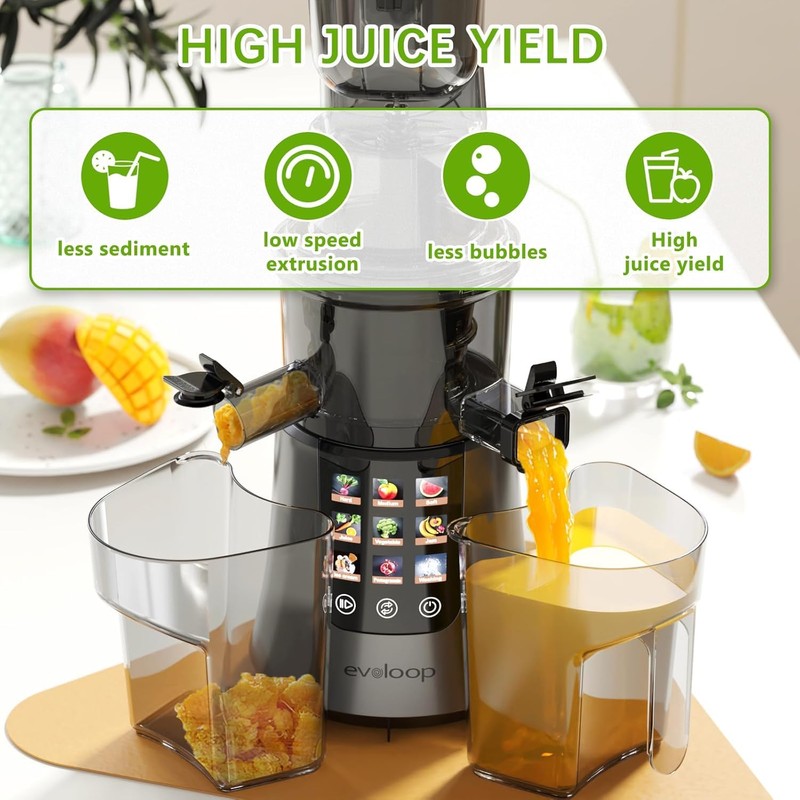 Cold Press Juicer, 3.2" Feed Chute with Dual Strainers (Juice