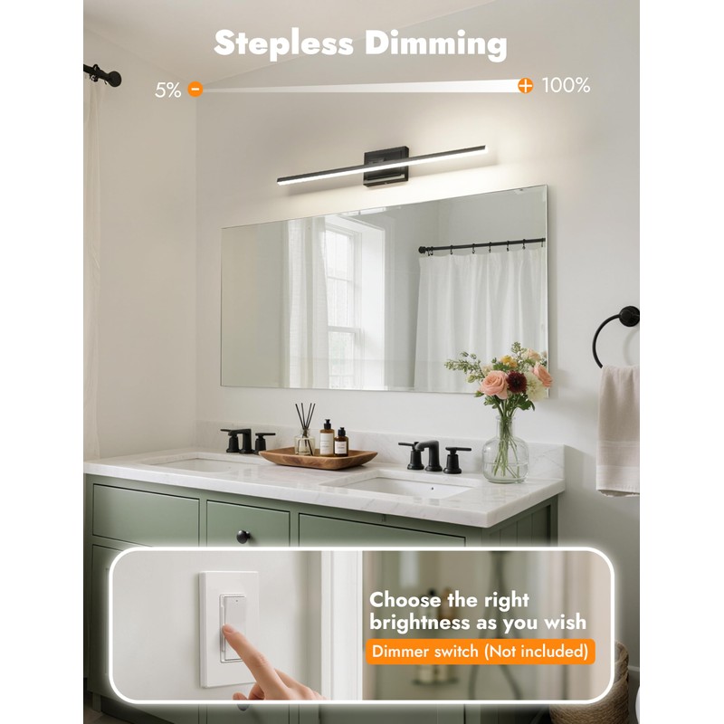 NIORSUN 31.5 Inch Modern Bathroom Light Fixture, 18W 5CCT Dimmable