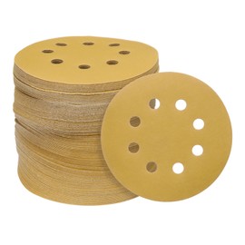 sourcing map 150pcs Hook and Loop Sanding Discs 5" 8-Hole 320 Grits Aluminum Oxide Abrasive Sandpaper for Random Orbital Sander Woodworking Sand Automotive Paint, Yellow