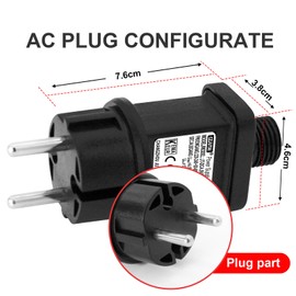 LED Trafo CZJUTAI IP44 Netzteil für Weihnachtsbeleuchtung mit Stecker - EU-Stecker (Schraubsockel - konstant eingeschaltet - DC4,5V 6W) [E260]