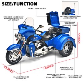 NOVAFUSION Kids Motorcycles Toy 1:9 CVO Diecast Motorcycle Model Kits for Adults,Pull Back Toddler Motorcycle with Lights and Sounds,Toy Motorcycles for Kids Ages 4-8（Blue）