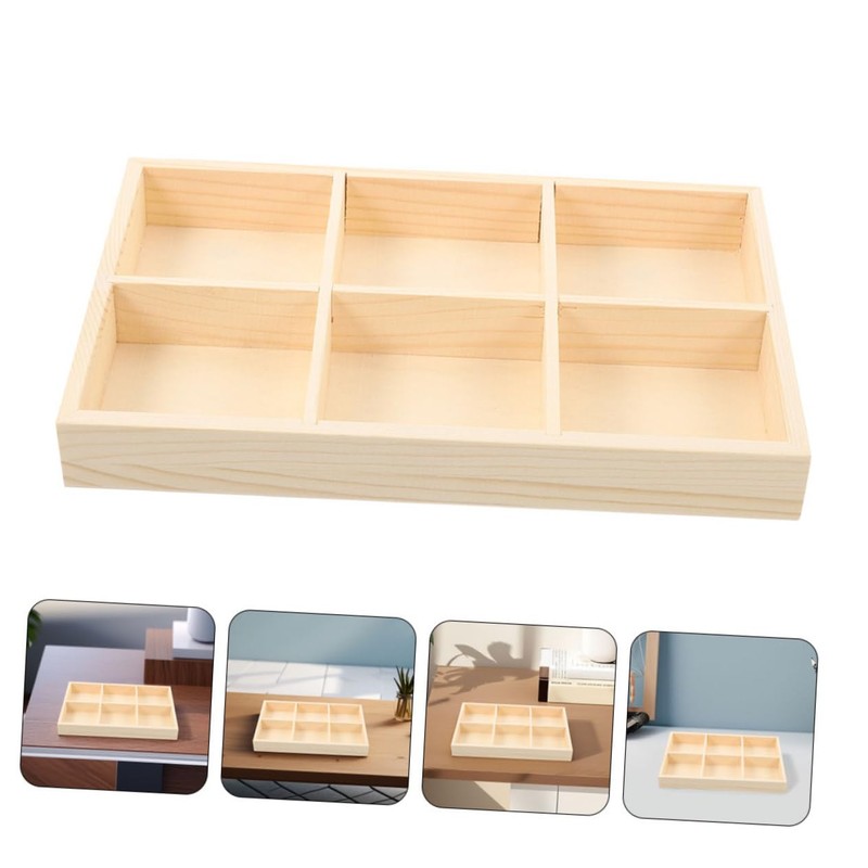Zerodeko Wooden Storage Divider Box with Compartments Stylish Organizer for