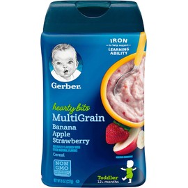 Gerber Baby Cereal Hearty Bits Multigrain Cereal Banana Apple Strawberry, 8 Ounce