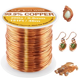 99.9% Pure Copper Wire, 20 Gauge 151 Feet Solid Copper Wire for Jewelry Making Crafts, Cyrico Bendable Soft Electroculture Gardening Antenna for Plants