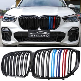 BILLDIO G05 Grille - Color Double Slats Grill Compatible with X5 G05 2019 2020 2021 2022 2023 ABS Gloss Black Kidney Grill