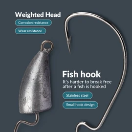 thkfish 1/6 oz 1/4 oz 3/8 oz Bullet Jig Head Weighted Hooks for Bass Fishing Saltwater Freshwater Weighted Offset Hook Weedless 20 Pieces/Pack (20 Pieces 1/6 oz.)
