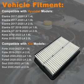 Engine Air Filter | Compatible For Hyundai Elantra 2017-2020 | Replacement # CA12057 28113-F2000 AF5265