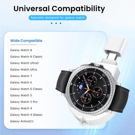 KONXISA Charger for Galaxy Watch Watch, Smart Watch Charging Dock with Short Circuit and Overload Protect, with USB Adapter, Portable Magnetic Charger with Lobster Clasp, White