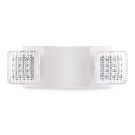 Maxlite EML-2HSQW Emergency Light LED Fixture - 2 Square Heads, Battery Backup, 120V/277V Dual Voltage, White Thermoplastic Housing, UL924 Listed, Damp Location