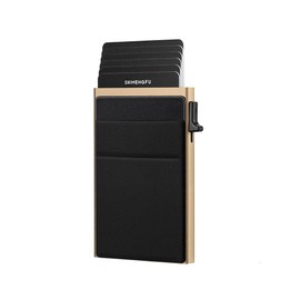 HSAJS Credit Card Holder Slim Wallet with Coin Pocket Premium Men's ID Card Holder 1-12 Card RFID Protection Large Capacity Card Holder for Women Men, gold, 主义