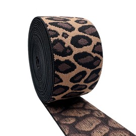 Dortrue 2 Inch 5 Yards Leopard Print Sewing Elastic Band Heavy Stretch High Elasticity Elastic Spool for Sewing Pants Waistband, Straps, Craft DIY Projects