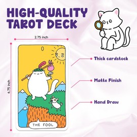 Cat Tarot Cards, 78 Cards Cat Tarot Deck, Unique Tarot Cards for Cat Lovers and Tarot Enthusiasts, Cute Tarot Cards for Beginners