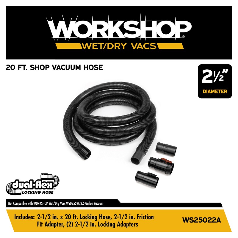 WORKSHOP Wet/Dry Vacs Shop Vacuum Accessories WS25022A Extra Long Hose