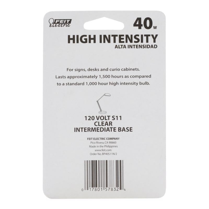 Feit 40 W S11 Globe Incandescent Bulb E17 (Intermediate) Soft